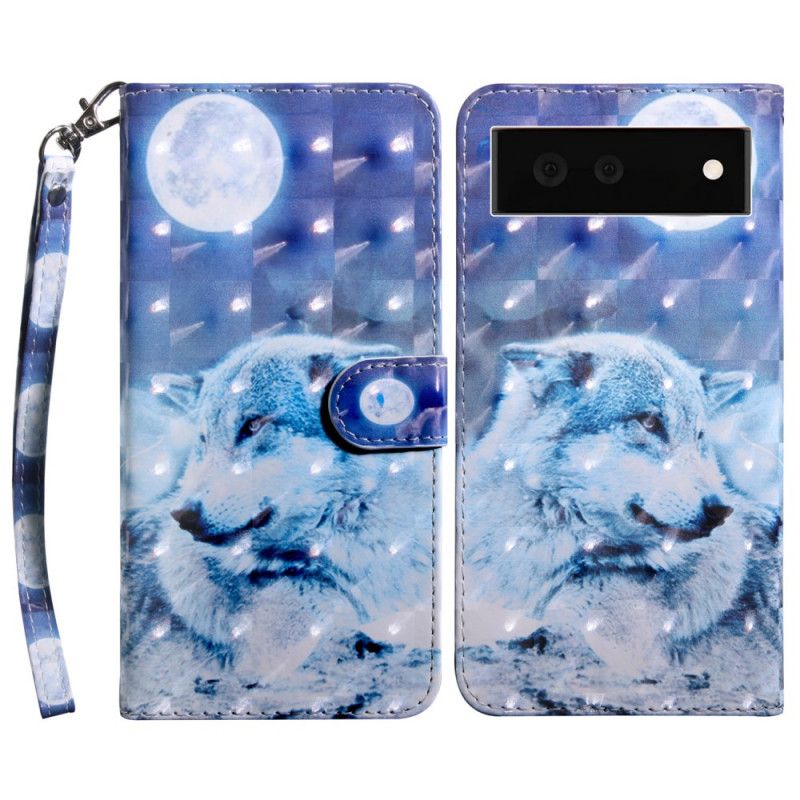 Leren Hoesje Google Pixel 6 Maanlicht Wolf Bescherming Hoesje