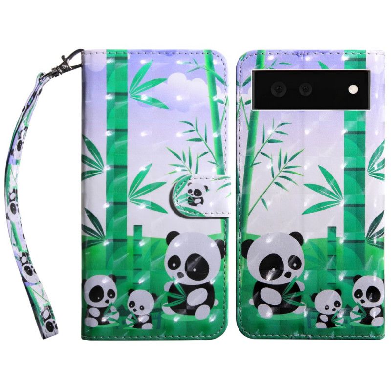 Leren Hoesje Google Pixel 6 Panda-familie Bescherming Hoesje