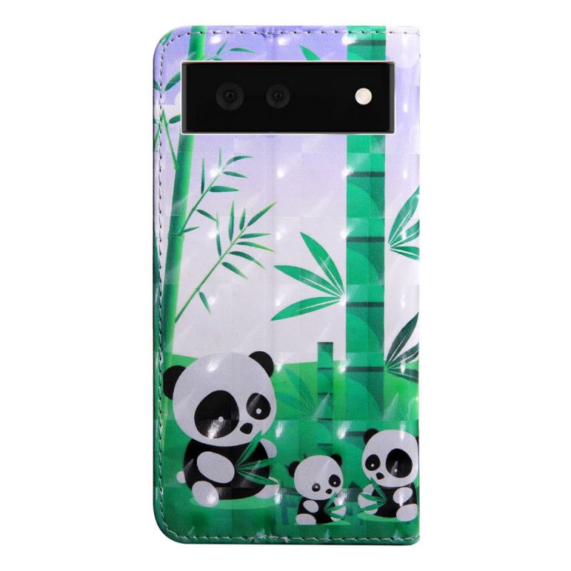 Leren Hoesje Google Pixel 6 Panda-familie Bescherming Hoesje