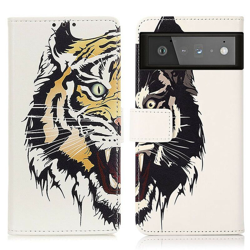 Leren Hoesje Voor Google Pixel 6 Fierce Tiger