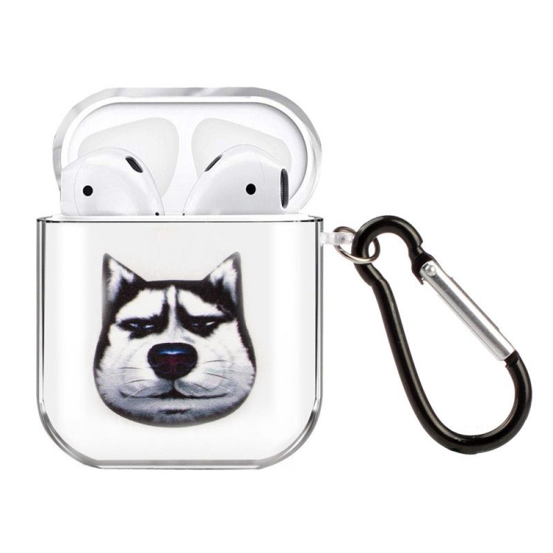 Case Hoesje AirPods Bruin Zwart Telefoonhoesje Transparante Siliconen Hondenserie