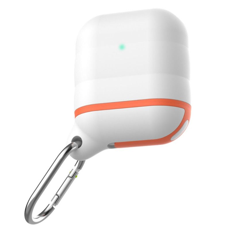 Cover Hoesje AirPods Oranje Rood Telefoonhoesje Tweekleurige Waterdichte Siliconen Met Karabijnhaak