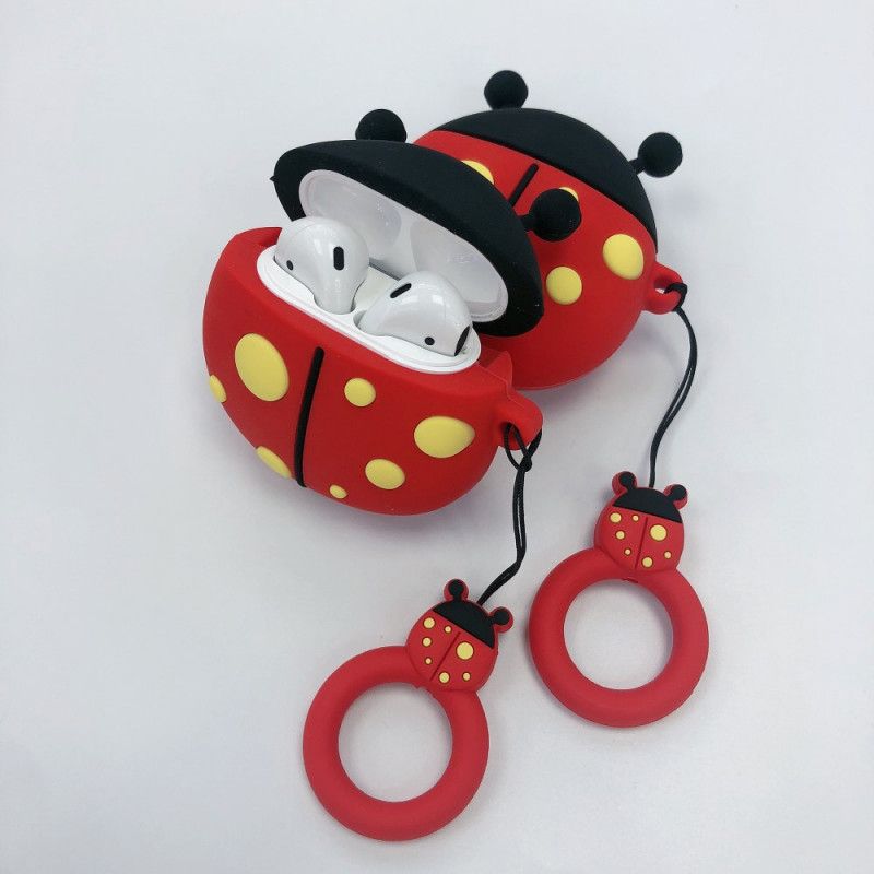 Cover Hoesje AirPods Telefoonhoesje Lieveheersbeestje Met Ring