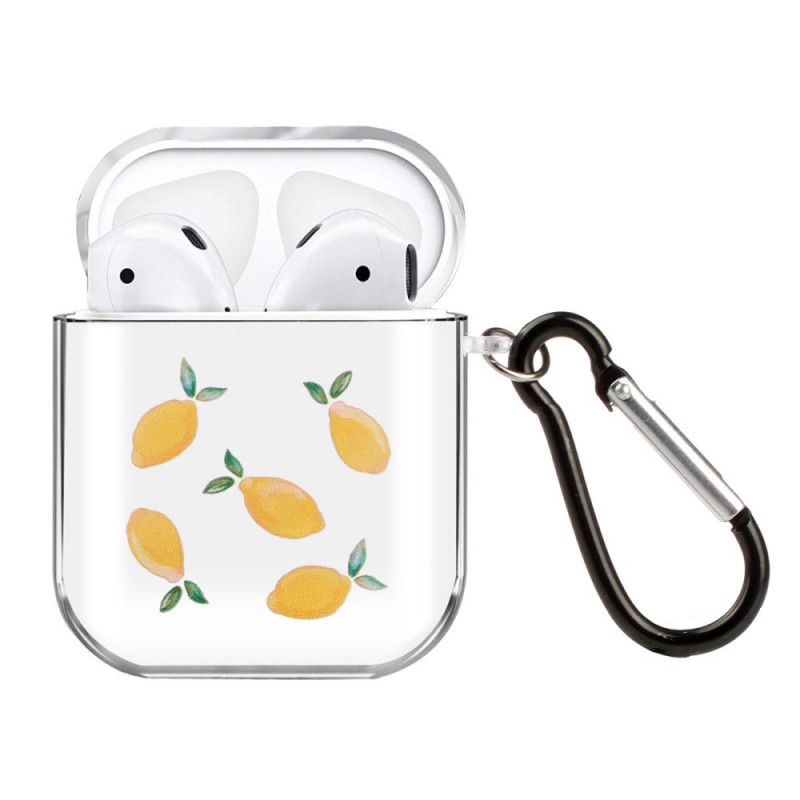 Hoesje AirPods Oranje Geel Transparante Siliconen Fruit Serie