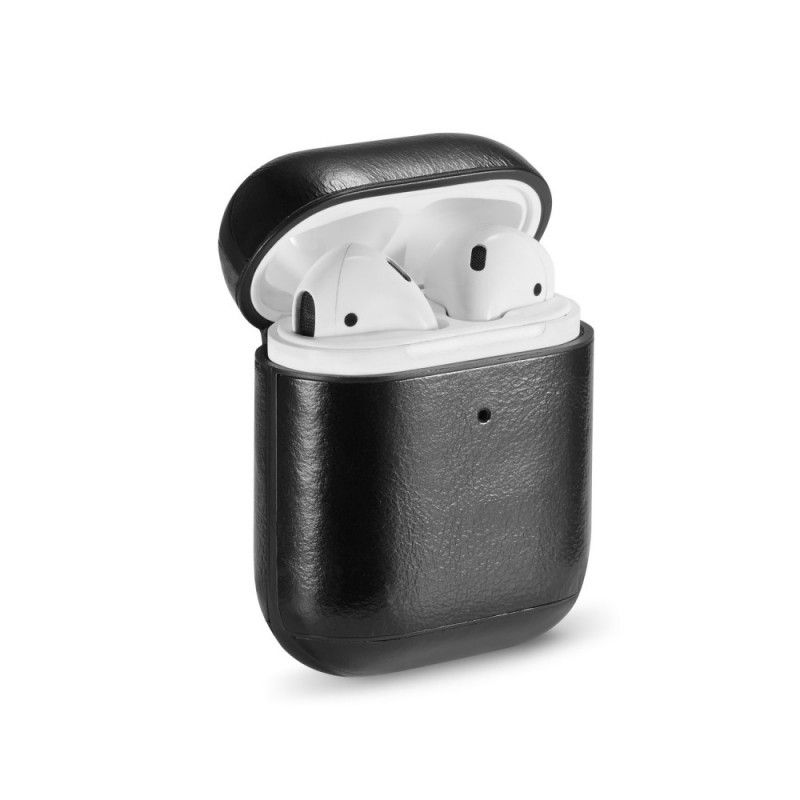 Hoesje AirPods Rood Zwart Echt Leer