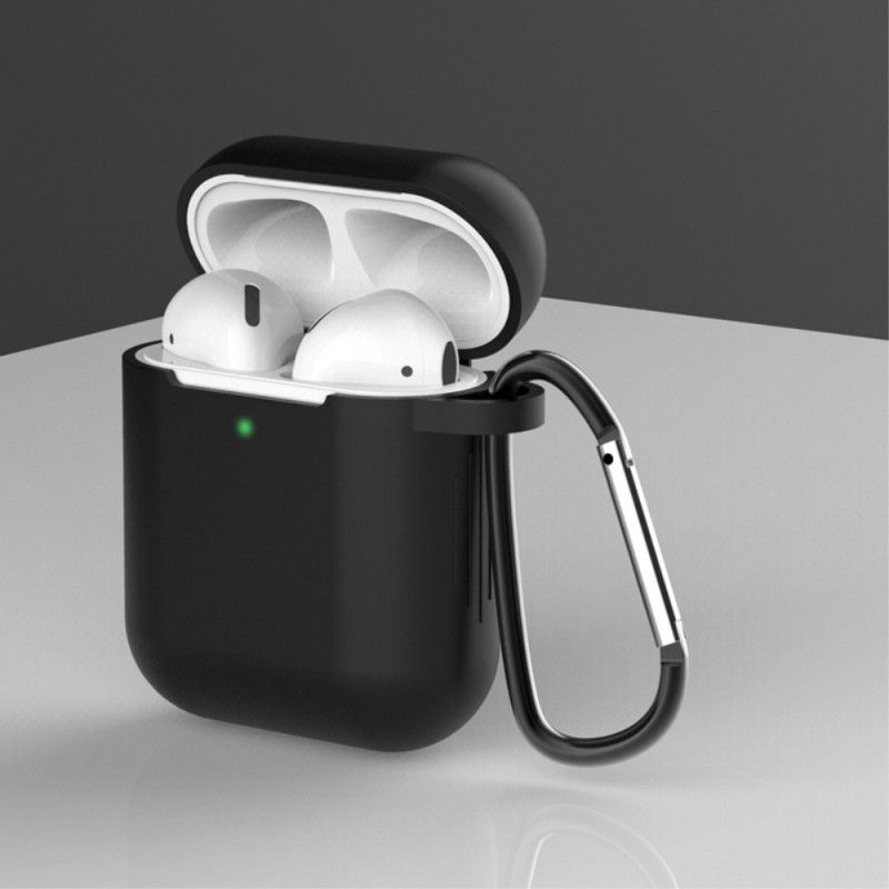 Hoesje AirPods Wit Zwart Designkleuren Met Karabijnhaak