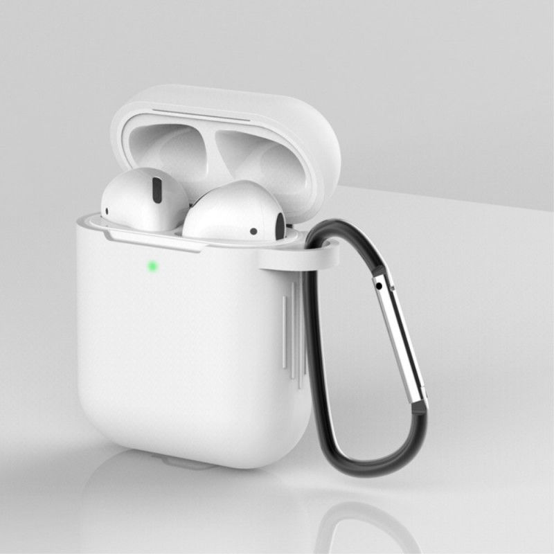 Hoesje AirPods Wit Zwart Designkleuren Met Karabijnhaak