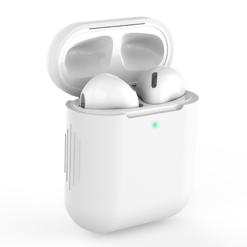 Hoesje AirPods Wit Zwart Klassieke Siliconen