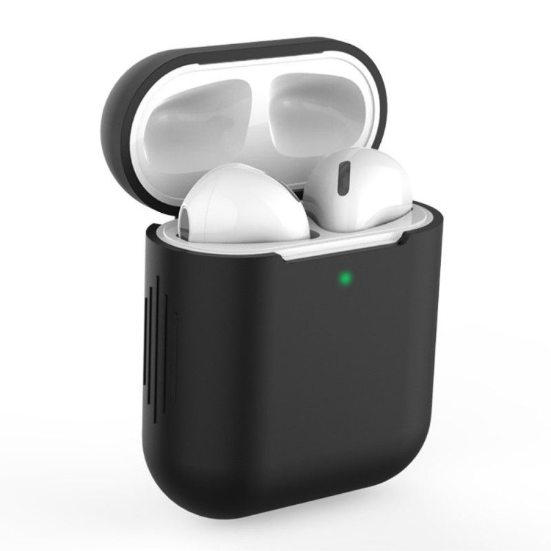 Hoesje AirPods Wit Zwart Klassieke Siliconen