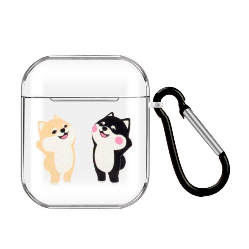 Hoesje voor AirPods Beige Magenta Siliconen Kattenserie Met Karabijnhaak