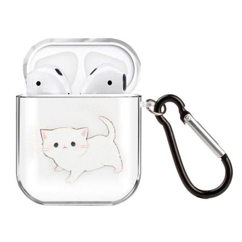 Hoesje voor AirPods Beige Wit Transparante Siliconen Kattenserie