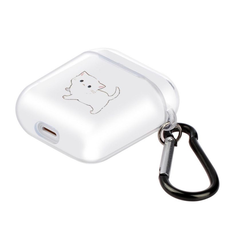 Hoesje voor AirPods Beige Wit Transparante Siliconen Kattenserie