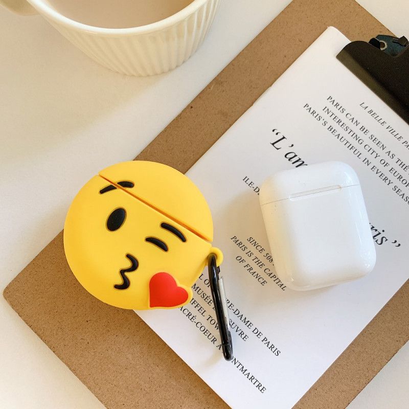 Hoesje voor AirPods Rood Wit Emoji Met Karabijnhaak