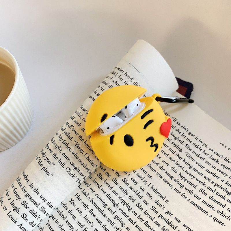 Hoesje voor AirPods Rood Wit Emoji Met Karabijnhaak