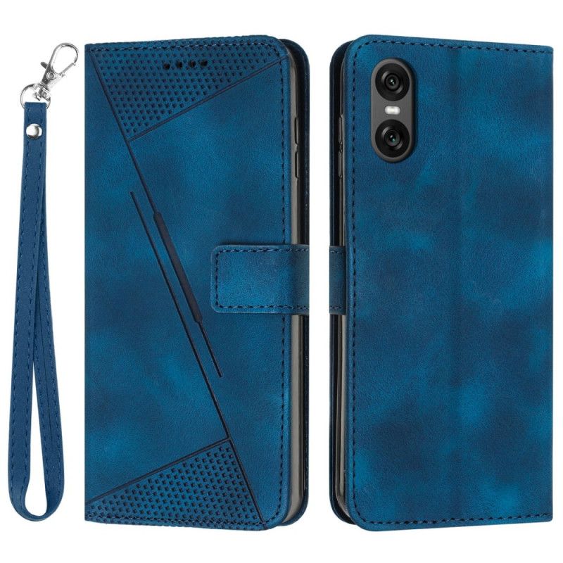 Flip Case Leren Sony Xperia 10 Vi Riemdriehoek