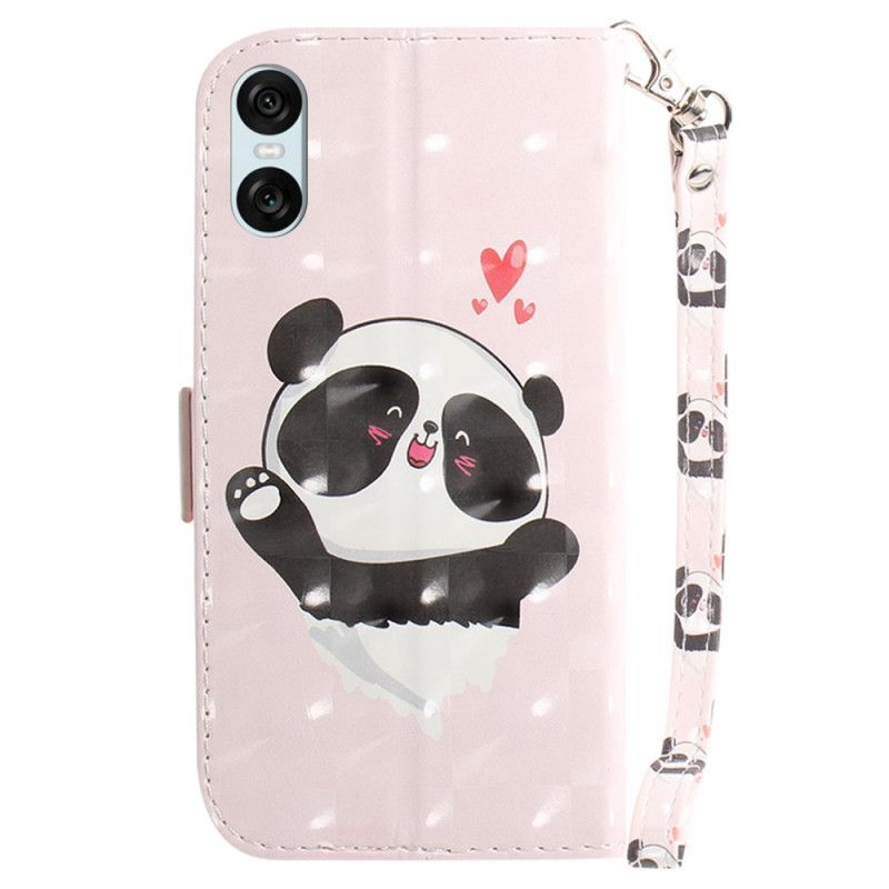 Leren Hoesje Voor Sony Xperia 10 Vi Panda Love Met Riempje