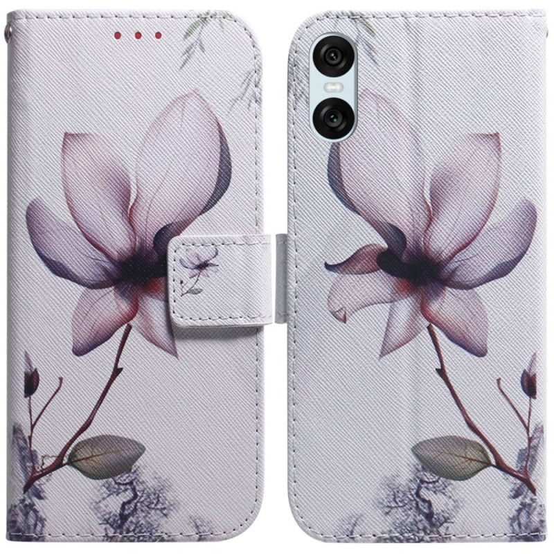 Leren Hoesje Voor Sony Xperia 10 Vi Roze Bloem