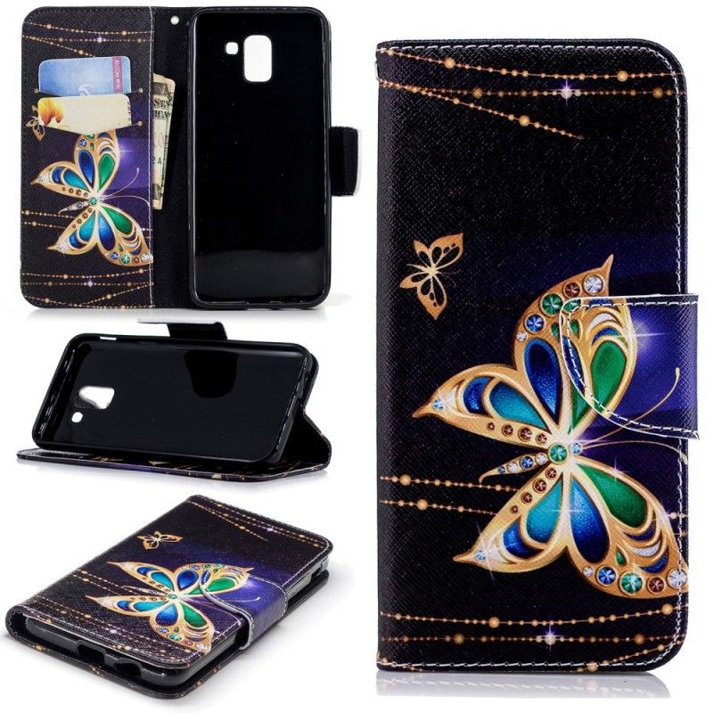 Bescherming Hoesje Samsung Galaxy J6 Telefoonhoesje Magische Vlinder