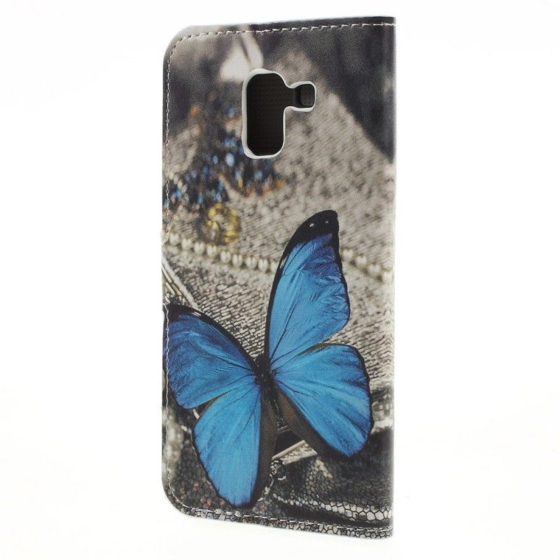 Cover Folio-hoesje Samsung Galaxy J6 Telefoonhoesje Blauwe Vlinder