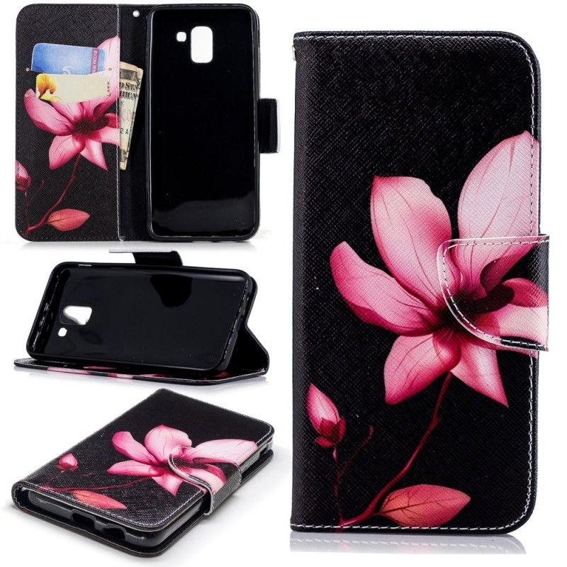 Cover Folio-hoesje Samsung Galaxy J6 Telefoonhoesje Roze Bloem