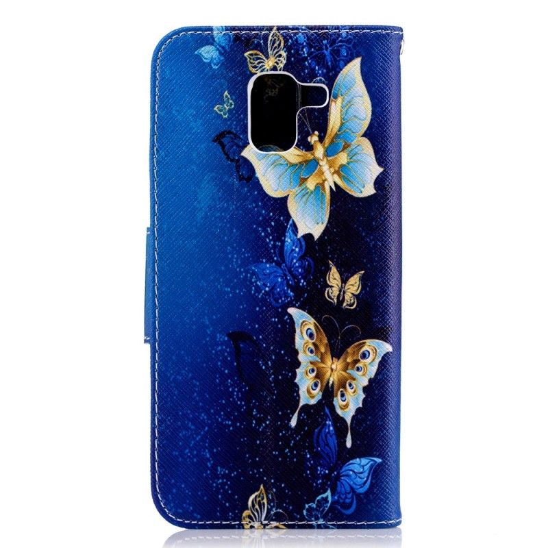 Flip Case Leren Samsung Galaxy J6 Gouden Vlinders