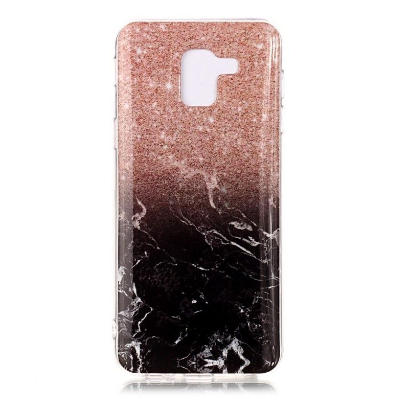 Hoesje voor Samsung Galaxy J6 Wit Zwart Marmeren Glitter