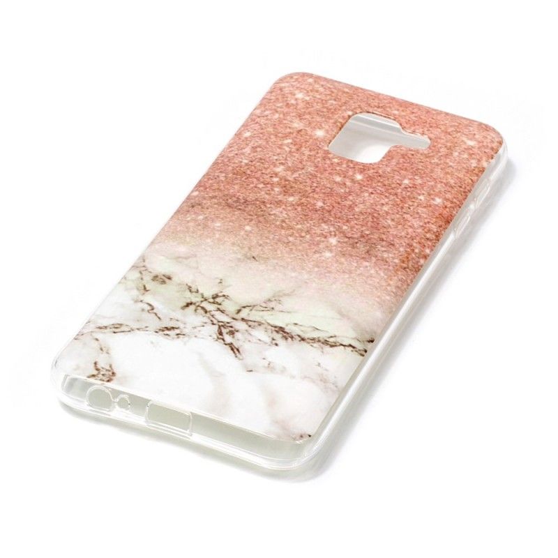 Hoesje voor Samsung Galaxy J6 Wit Zwart Marmeren Glitter