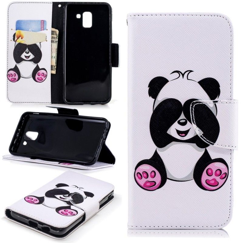Leren Hoesje Samsung Galaxy J6 Telefoonhoesje Leuke Panda