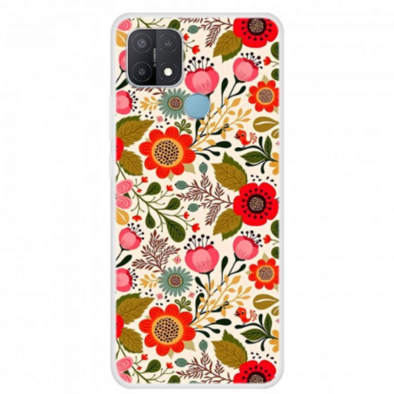 Hoesje Oppo A15 Bloementapijt Bescherming Hoesje