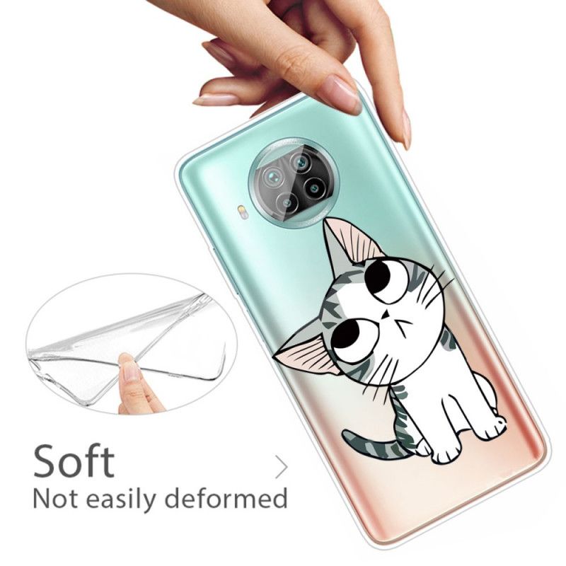 Case Hoesje Xiaomi Mi 10T Lite 5G / Redmi Note 9 Pro 5G Bruin Grijs Telefoonhoesje Charmante Kat