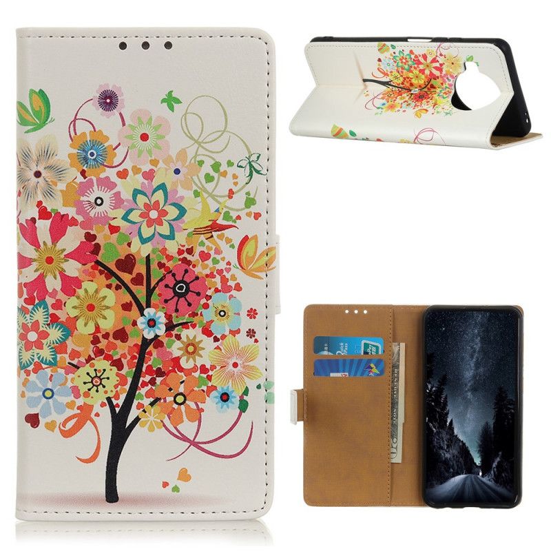 Cover Folio-hoesje Xiaomi Mi 10T Lite 5G / Redmi Note 9 Pro 5G Groen Oranje Telefoonhoesje Bloeiende Boom