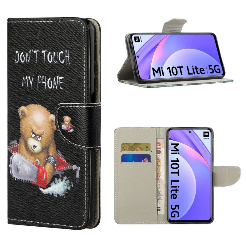 Cover Folio-hoesje Xiaomi Mi 10T Lite 5G / Redmi Note 9 Pro 5G Telefoonhoesje Gevaarlijke Beer