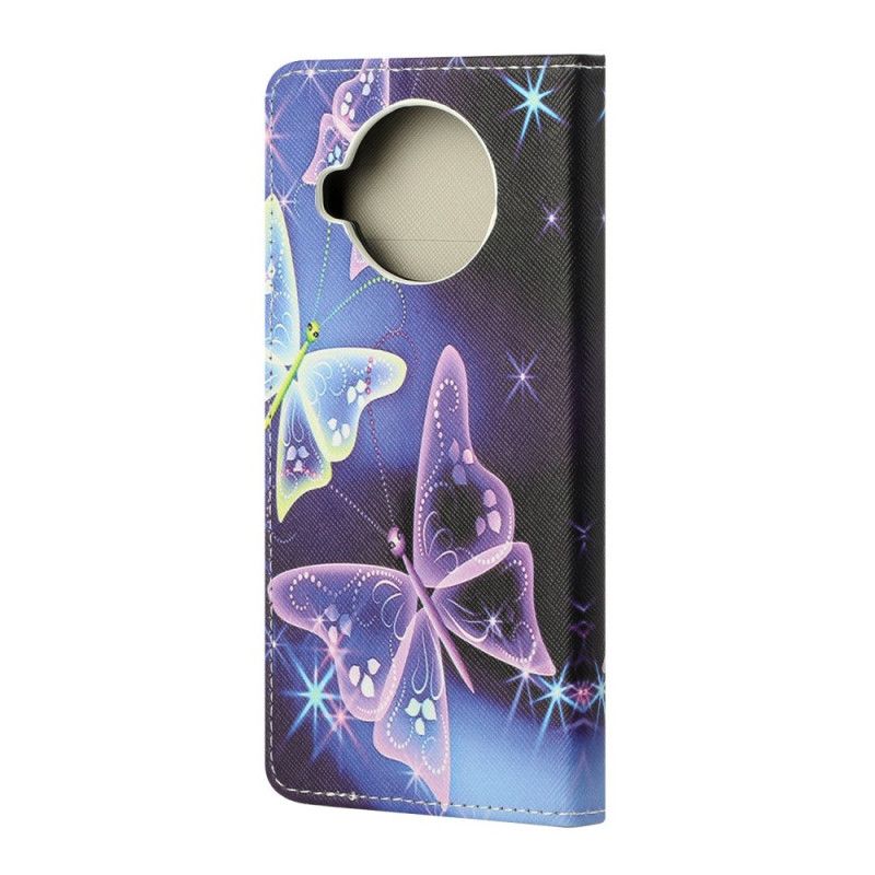 Cover Folio-hoesje Xiaomi Mi 10T Lite 5G / Redmi Note 9 Pro 5G Telefoonhoesje Neon Vlinders