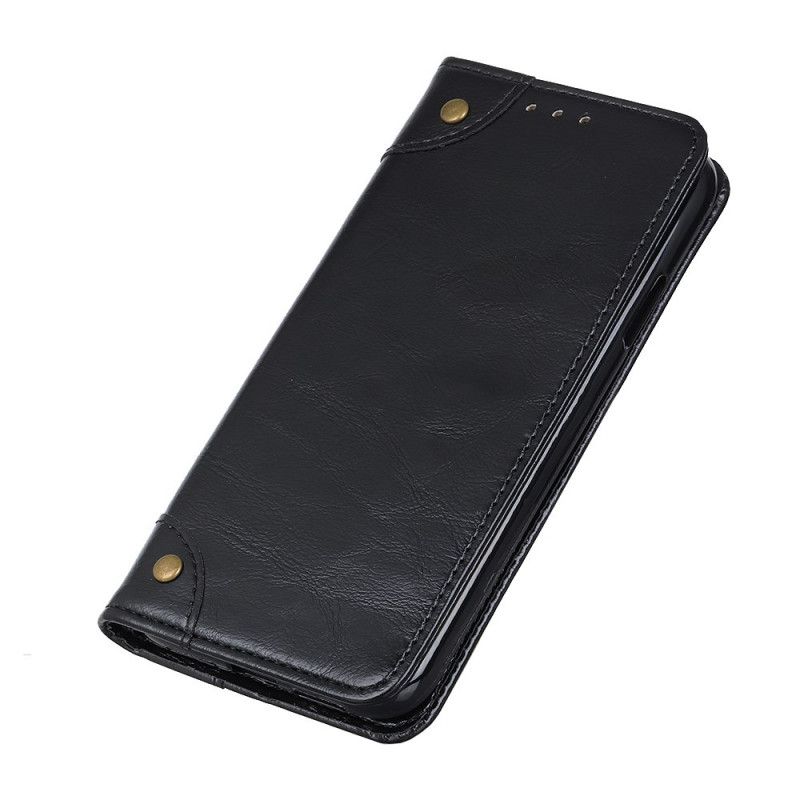 Folio-hoesje Xiaomi Mi 10T Lite 5G / Redmi Note 9 Pro 5G Donkerblauw Zwart Lederen Klinknagels