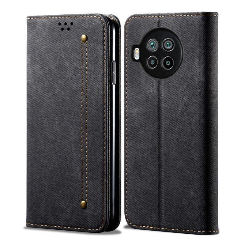 Folio-hoesje Xiaomi Mi 10T Lite 5G / Redmi Note 9 Pro 5G Donkerblauw Zwart Telefoonhoesje Jeansstof