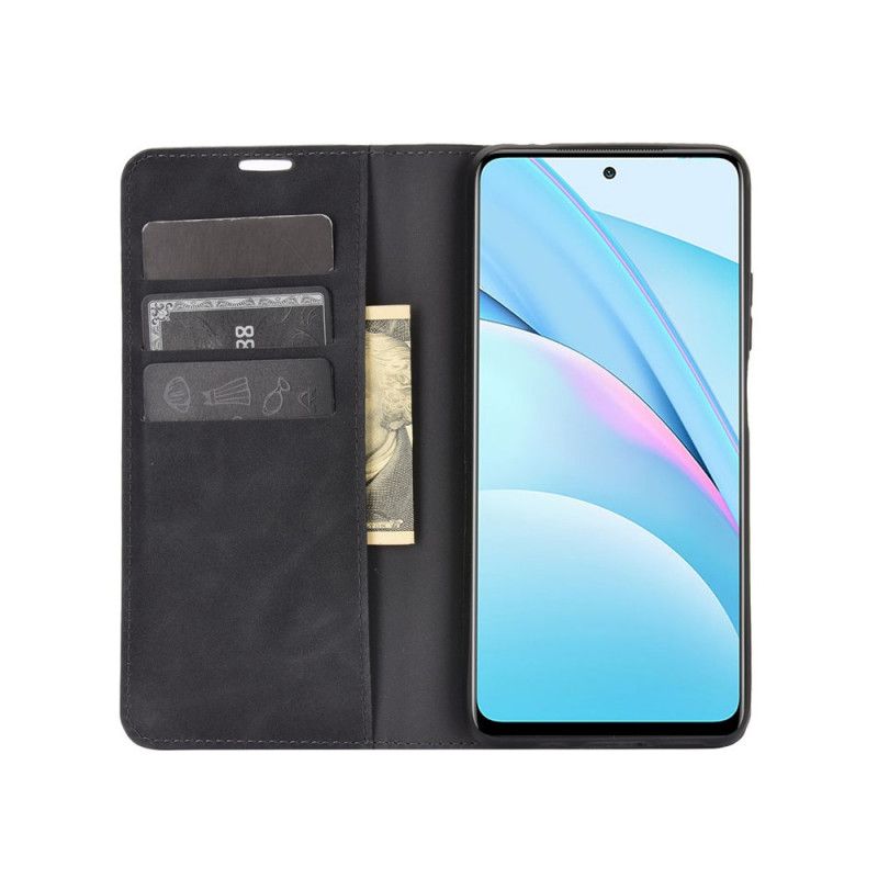 Folio-hoesje Xiaomi Mi 10T Lite 5G / Redmi Note 9 Pro 5G Grijs Zwart Zijde Leereffect