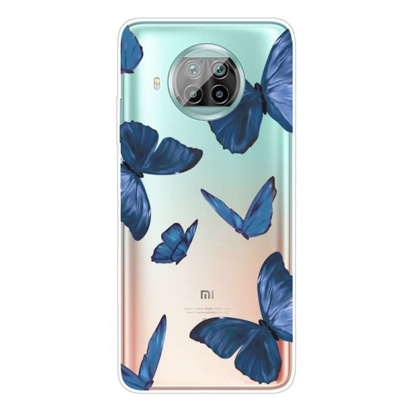 Hoesje Xiaomi Mi 10T Lite 5G / Redmi Note 9 Pro 5G Donkerblauw Roze Vlinders Vlinders