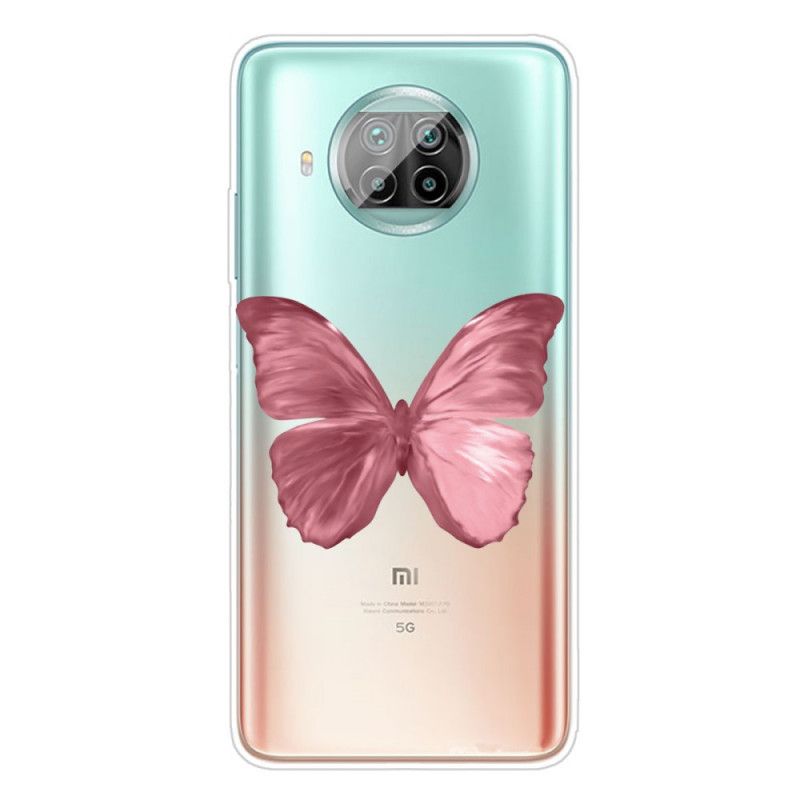 Hoesje Xiaomi Mi 10T Lite 5G / Redmi Note 9 Pro 5G Donkerblauw Roze Vlinders Vlinders