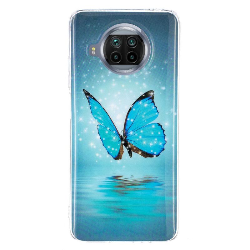 Hoesje Xiaomi Mi 10T Lite 5G / Redmi Note 9 Pro 5G Neonblauwe Vlinder