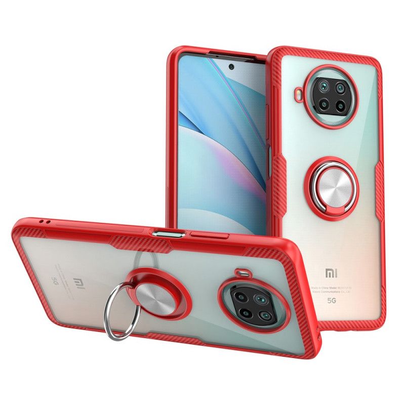 Hoesje Xiaomi Mi 10T Lite 5G / Redmi Note 9 Pro 5G Rood Zwart Ring En Koolstof