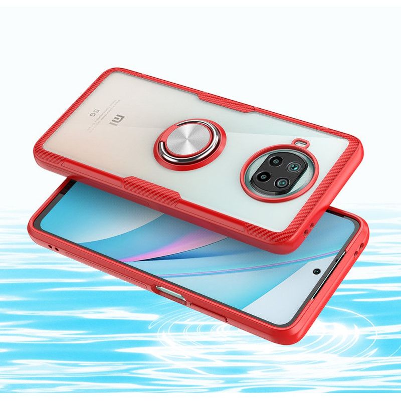 Hoesje Xiaomi Mi 10T Lite 5G / Redmi Note 9 Pro 5G Rood Zwart Ring En Koolstof