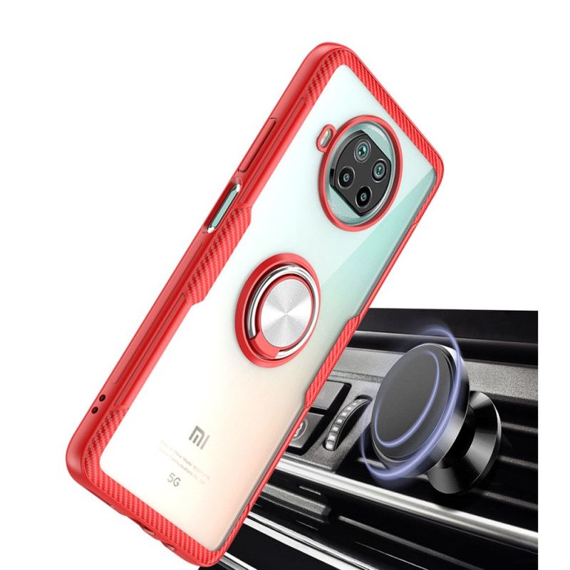 Hoesje Xiaomi Mi 10T Lite 5G / Redmi Note 9 Pro 5G Rood Zwart Ring En Koolstof