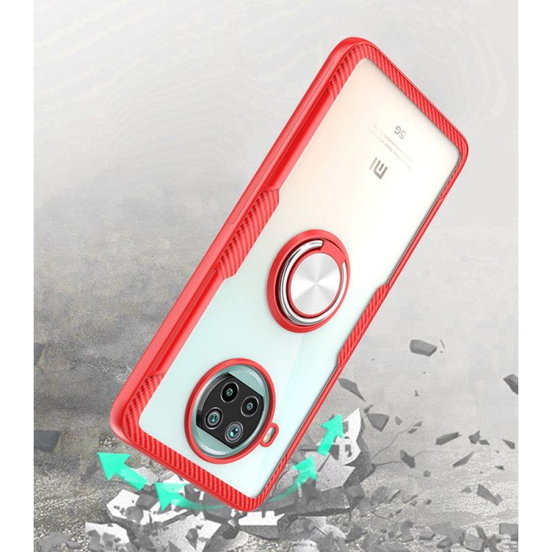 Hoesje Xiaomi Mi 10T Lite 5G / Redmi Note 9 Pro 5G Rood Zwart Ring En Koolstof