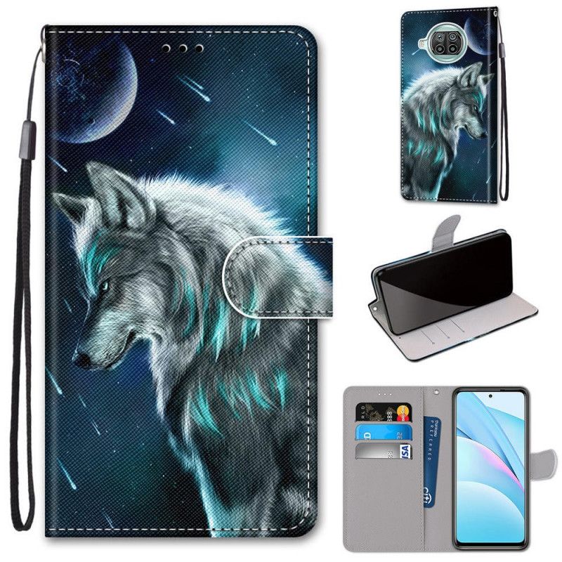 Leren Hoesje Xiaomi Mi 10T Lite 5G / Redmi Note 9 Pro 5G Lichtblauw Donkerblauw Wolfshond