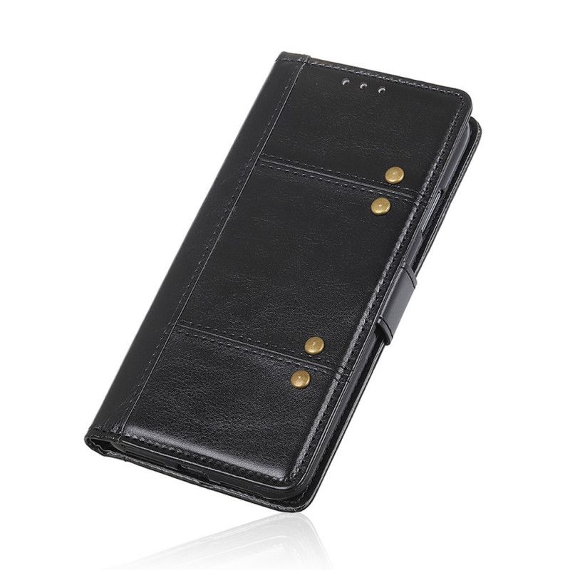 Leren Hoesje Xiaomi Mi 10T Lite 5G / Redmi Note 9 Pro 5G Rood Zwart Antiek Leereffect