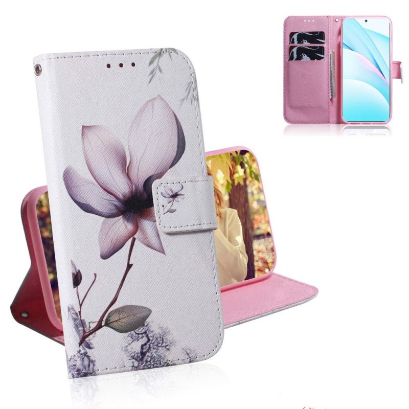 Leren Hoesje Xiaomi Mi 10T Lite 5G / Redmi Note 9 Pro 5G Telefoonhoesje Oud Roze Bloem