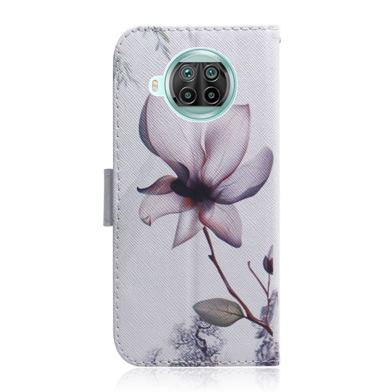 Leren Hoesje Xiaomi Mi 10T Lite 5G / Redmi Note 9 Pro 5G Telefoonhoesje Oud Roze Bloem