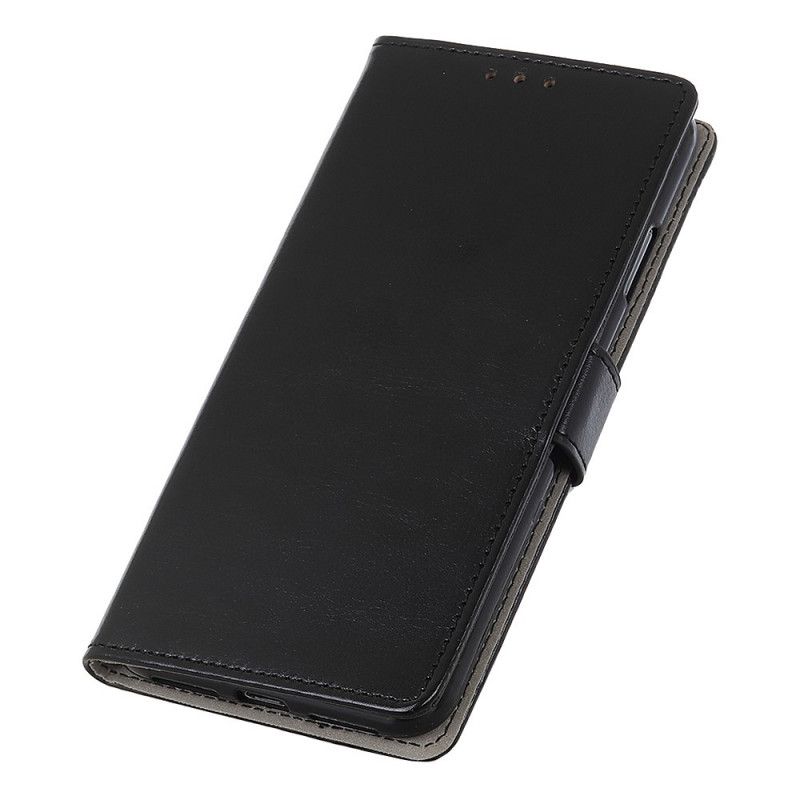 Leren Hoesje Xiaomi Mi 10T Lite 5G / Redmi Note 9 Pro 5G Wit Zwart Glanzend Leereffect