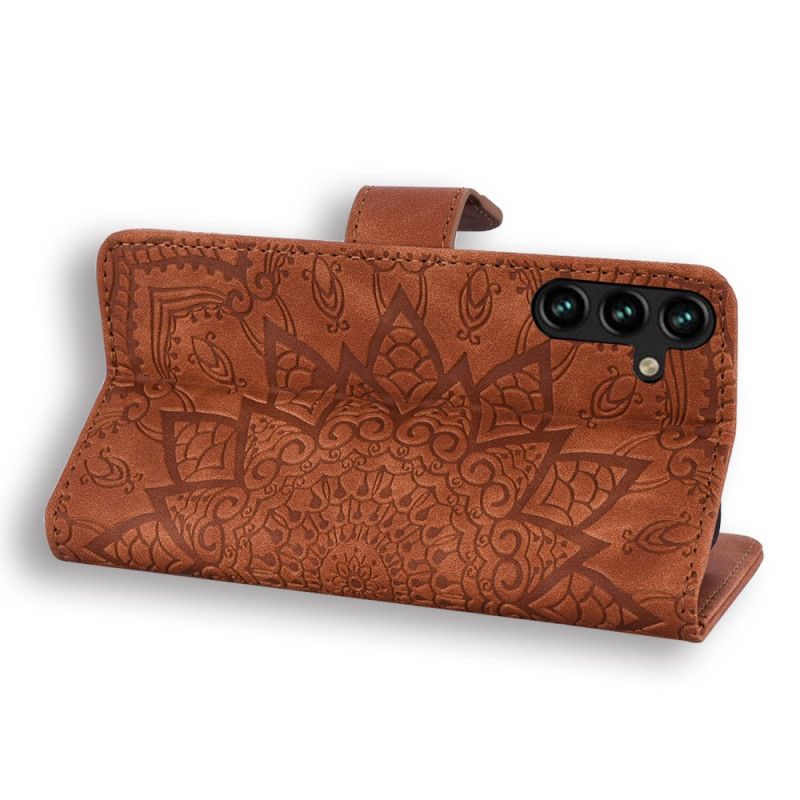 Flip Case Leren Samsung Galaxy A15 Bedrukte Mandala Met Bandje