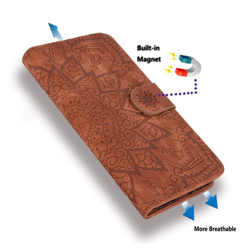 Flip Case Leren Samsung Galaxy A15 Bedrukte Mandala Met Bandje